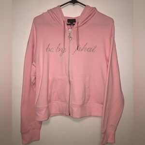 Baby Phat Y2K Style Bedazzled Zip Up Light Pink Hoodie NWT M/L/XL